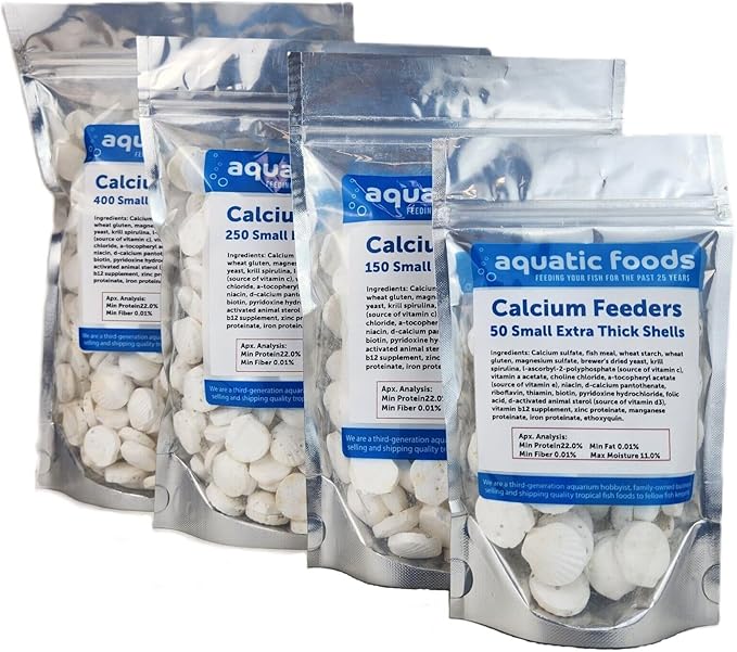 Aquatic Foods Inc. Calcium Feeder Small Shells. Extra Thick Shells for Shrimp, Snails, Crabs, Crayfish, Hermit Crabs and All Tropical Fish…400 Count Bag