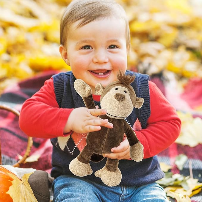6 Pcs Safari Stuffed Animals Bulk Lion Elephant Monkey Tiger Toy Plush Zoo Animals Junble for Boy Girl Gift Animal Themed Parties Baby Shower Favor(Monkey)