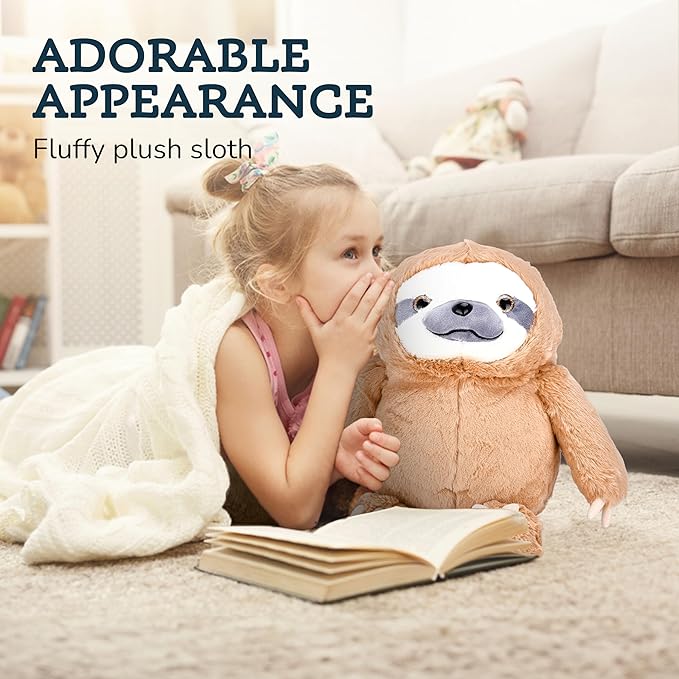 Giant Sloth Stuffed Animal - Ideal Gift for Kids, Adults who are Enthusiasts, Soft, Fluffy Plush and Cuddly Large Sloth with 3 Adorable Baby Sloths - Brown 12.5" x 5.9"