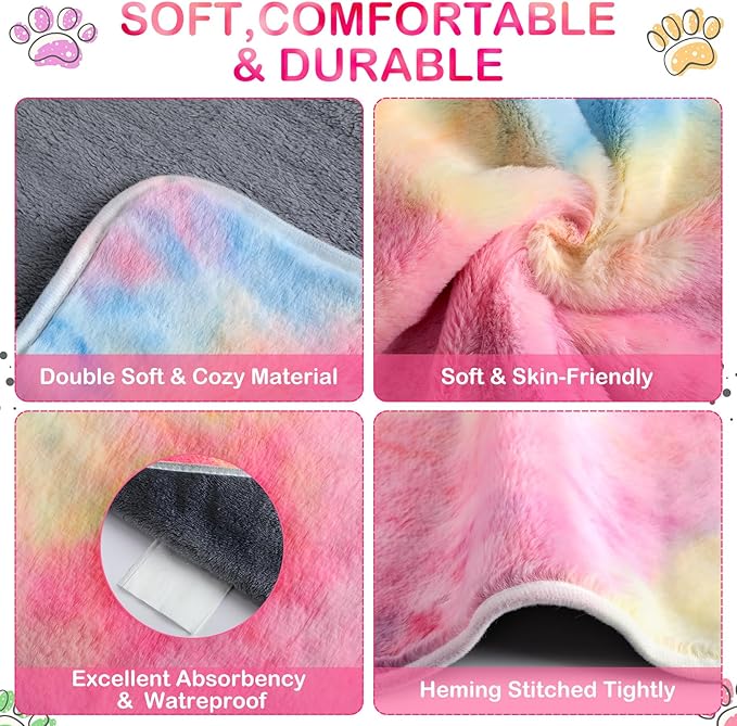Tudomro 8 Pcs Guinea Pig Bedding Cage Liners Bulk Blankets Small Animal Flannel Throw Bedding Waterproof Absorbent Reusable Pet Pee Sleep Mat Pad Cover for Hamster Ferret(Tie Dye,16 x 24 Inch)
