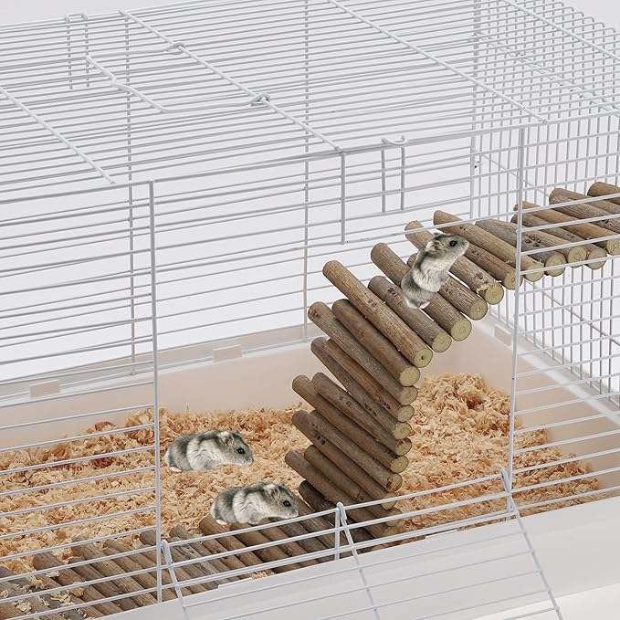 Hamster Toys, Flexible Hamster Wooden Bridge, 11.8In Hamster Fence, Hamster Cage Decor and Platforms, Hamster Cage Accessories(23.62In)