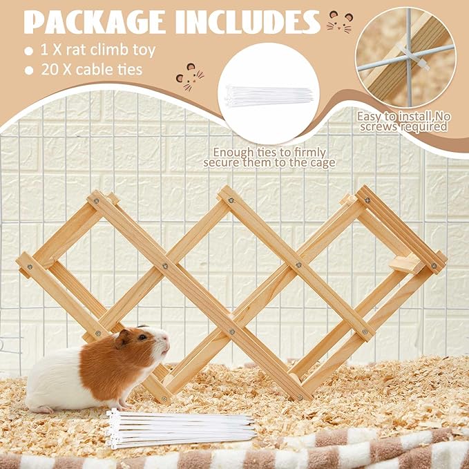 Wooden Rat Climbing Toys, Pet Rat Cage Accessories Climbing Ladder, Hamster Educational Toys, Hanging Hamster Supply for Exploring Chewing Exercising