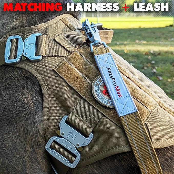 Pets ProMax Heavy Duty Tactical Dog Harness with All Metal Buckles | No-Pull K9 Vest with MOLLE System & Handle for Medium Dogs Vest | No Chock, Step-in Harness for Service Dog. Brown (M)