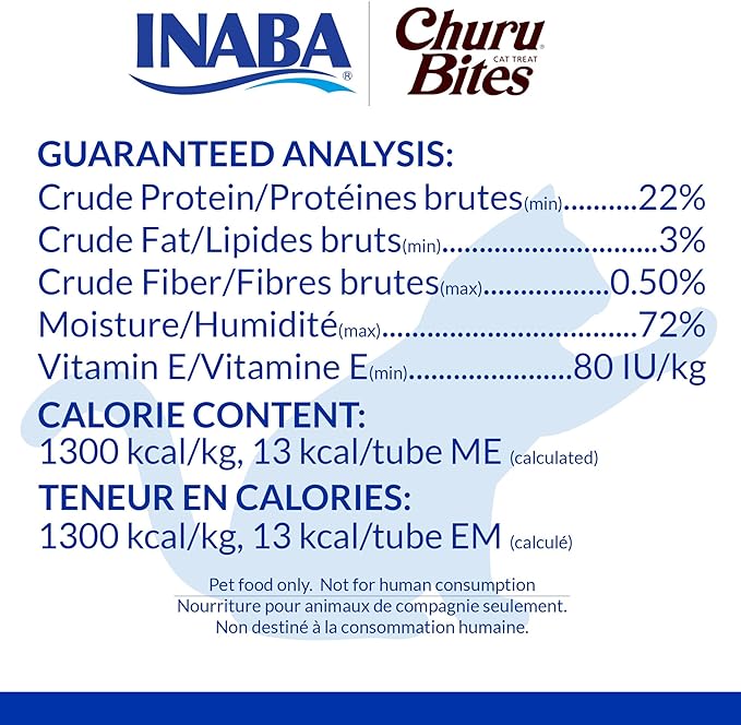 INABA Churu Bites for Cats, Soft Baked Chicken Churu Filled Cat Treats with Vitamin E, 0.35 Ounces Each Tube, 24 Tubes Total (3 per Pack), Chicken Recipe