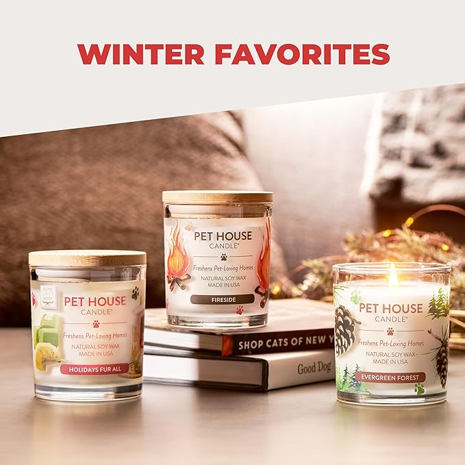 One Fur All Pet House Candle Plant-Based/Soy - Clean Burning Scented, Long Lasting Pet Odor Candle for Home - Vanilla Crème Brulee