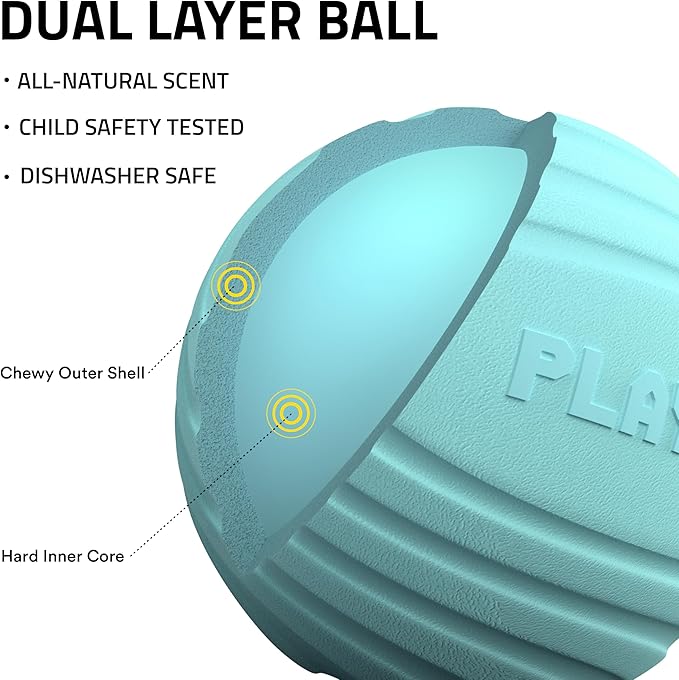 Playology Dog Toys | Dual Layer Ball Durable Chew Toy for Aggressive Chewers | Jumbo Peanut Butter Scented Toy - Easy to Clean and Made from Non Toxic Materials