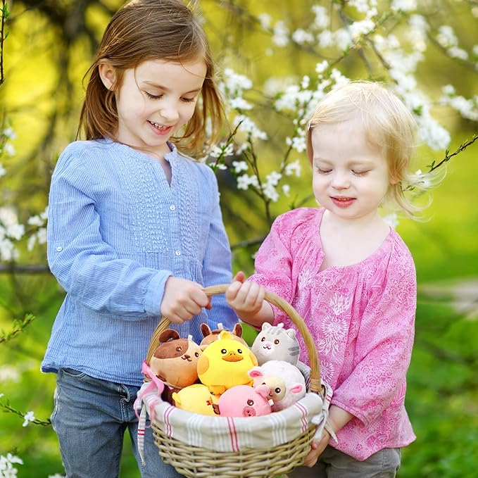 Skylety 9 Pcs Mini Plush Animals Toys Bulk 3.15 Inch Cute Soft Small Stuffed Animal Plush Keychain for Kids Goodie Bag Fillers Birthday Classroom School Prizes Festival Party Favors(Farm Animals)