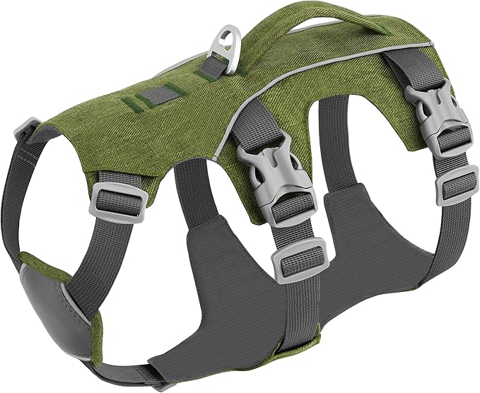Escape Proof Dog Harness Medium Sized Dog, Reflective No Pull Dog Vest with Handle, Lightweight Full Body Pet Harness Adjustable for Walking,Training(Blue,Chest:17-32")