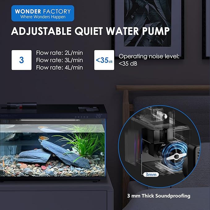 Smart Aquarium Fish Tank 5 Gallon Starter kit, Self Cleaning System Efficiency Filter 7 Color LED Lights Automatic Feeder Temperature Display Monitor HD UHA Glass Leak-Proof, Smart Control with Apps