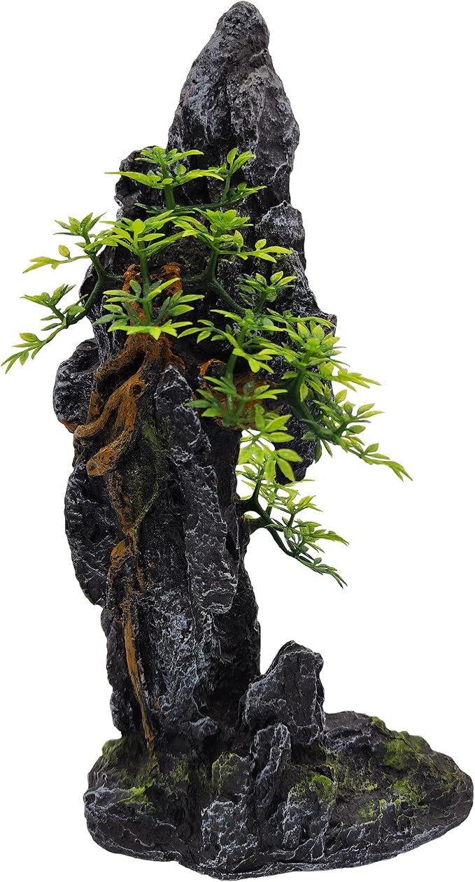 Large Fish Tank Decorations - Aquarium Ornament Mountain View Stone Tree Rock Cave Large Fish Tank Decorations