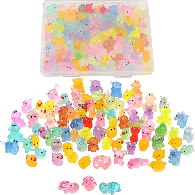 Mini Resin Ducks Tiny Animals Various Small Animals Dog, Rabbit, Turtle, Chick, Bird Glow in The Dark for Garden Micro Landscape Potted Dollhouse Decor