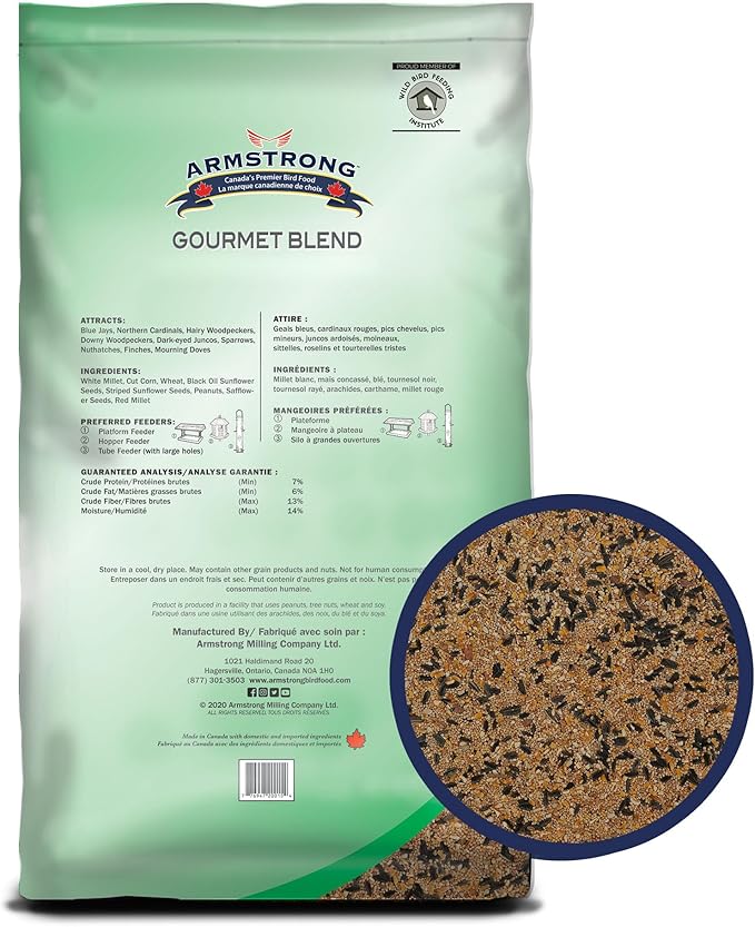 Gourmet Blend, 33 Pounds - with White & Red Millet, Cut Corn, Wheat, Black Oil Sunflower, Striped Sunflower, Peanuts & Safflower for Blue Jays and Northern Cardinals