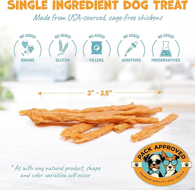 Mini Chicken Sticks for Dogs - Natural, Dehydrated Chicken Jerky Treats, Single Ingredient. Made and Sourced in America - Crunchy Chew Sticks - 3oz