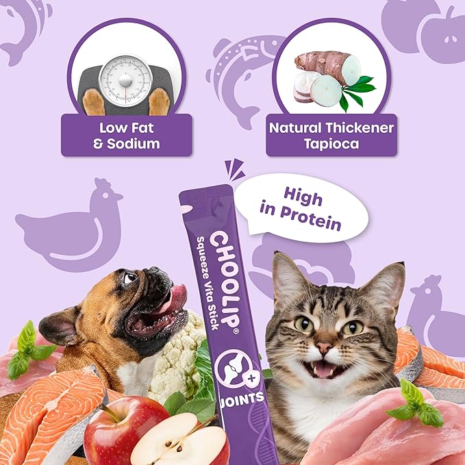 Squeeze Vita Stick Lickable Cat and Dog Treats – 49-Count Joint Support Sticks with Multivitamins, Soft Squeezable Paste for All Life Stages, Supporting Joint Health