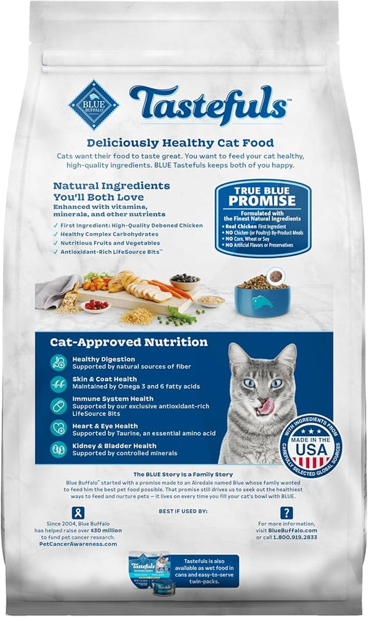 Blue Buffalo Tastefuls Natural Dry Food for Active Adult Cats, Chicken and Brown Rice Recipe, 7-lb. Bag