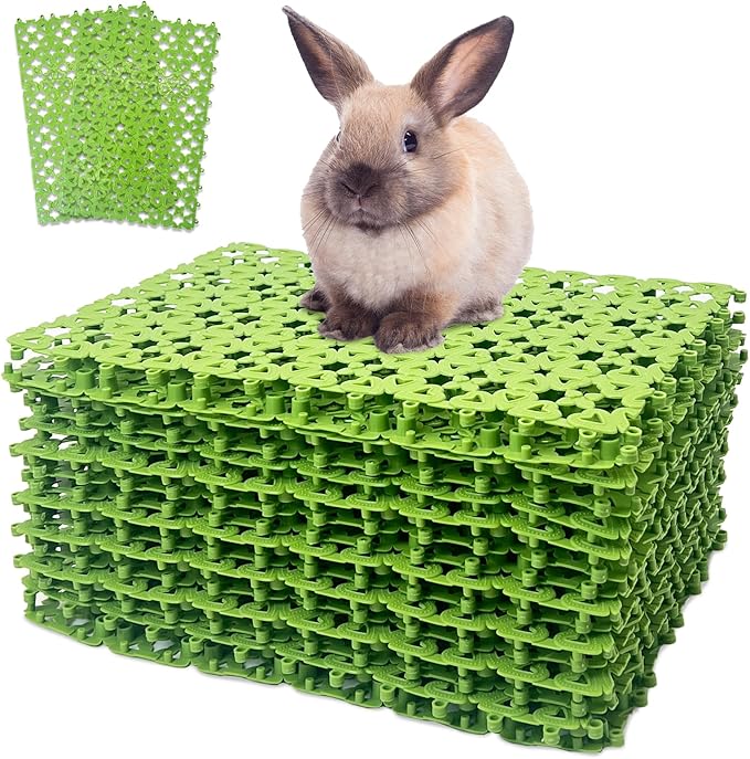 kathson 16PCS Rabbit Feet Pad Plastic Cage Mat Floor Mats Bunny Hole Leak Water Pads for Pet Cats Dogs Hamster Rat Chinchilla Guinea Pig and Other Small Animals