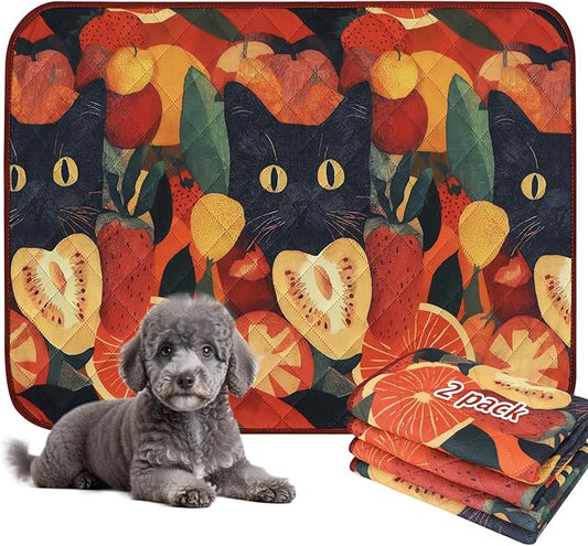 BVAGSS Washable Pee Pads for Dogs, 2 Pack Reusable Leakproof Puppy Wee Wee Pad, Non-Slip Waterproof Pet Training Pads, Super Absorbent Whelping Pads XH081 (Cat, 24X24 Inch (Pack of 2))