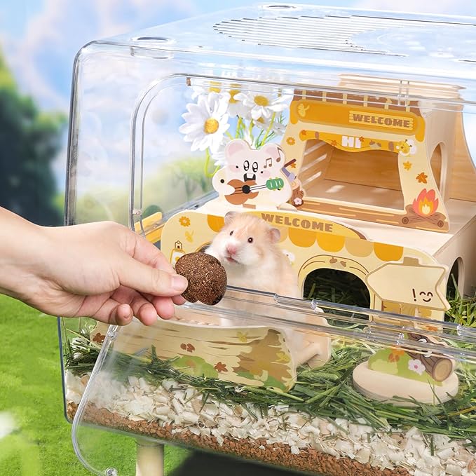 mini&moe Hamster Chew Toys for Teeth - Guinea Pig Chews and Treats Natural Hamster Enrichment Toys Improve Dental Health for Rat, Bunny, Chinchilla, Gerbils and Small Animal