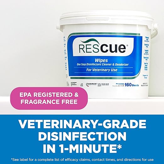 REScue One-Step Pet Wipes - Cleaner for Kennels, Litter Boxes & More, Extra Large 11x12 Inch Wipes, 160-Wipes Bucket