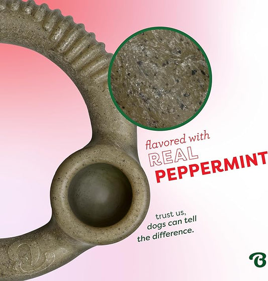 Benebone Peppermint Ring – Limited Edition Holiday Flavor, Durable Chew Toy for Aggressive Chewers, Made in USA, Medium