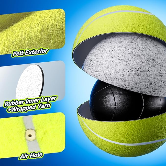 HETOO Giant Tennis Balls for Dogs: 9.5 inch Large Dog Toys- Outdoor Herding Dog Toys Balls- Big Dog Tennis Ball for Small Medium Large Dogs- Pet Toys Birthday Gift- Yellow
