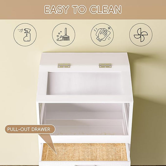 Hamster Cage with Storage Cabinet,Hamster Cag for Small Animals, Large Hamster Cage and Habitat with Easy View Acrylic Panels for Hamster, Rabbit, Hedgehog (24"x19"x40")