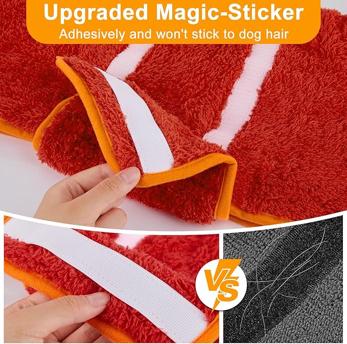 Bienbee Dog Bathrobe, Quick Drying Super Absorbent Dog Robes for After Bath, Warm Keeping Dogs Towel, Dogs Bath Supplies, Bright Red M