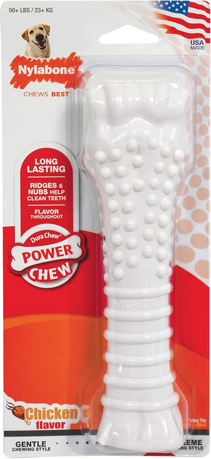 Nylabone Textured Knuckle Bone Power Chew Toy for Dogs, Durable & Tough Dog Toys for Aggressive Chewers, Chicken Flavor, X-Large - 50+ lbs, 1 Count