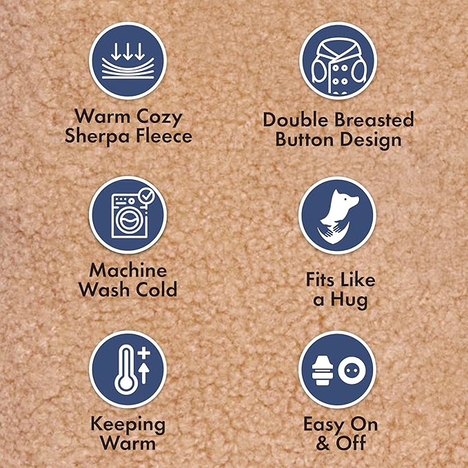 Spark Paws Teddy Dog Sweater, Sherpa Jacket Vest with Warm Fleece Lining, Winter Coat Suitable for Small Medium Large XL XXL Breeds - Brown - 2XL