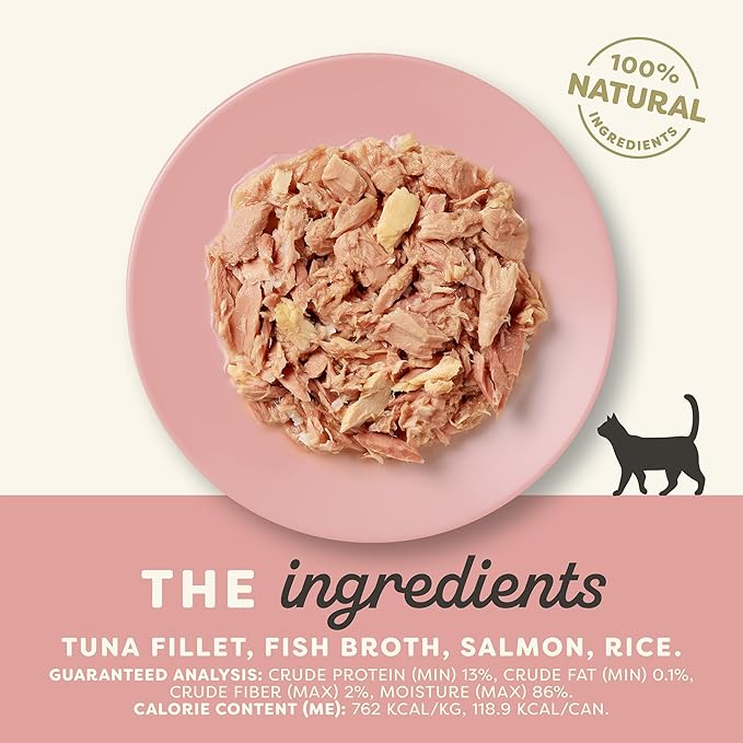 Applaws Natural Wet Canned Cat Food, Limited and Natural Ingredients, High Protein with No Artificial Additives, Tuna Fillet & Salmon in Broth (24 x 5.5oz Cans)