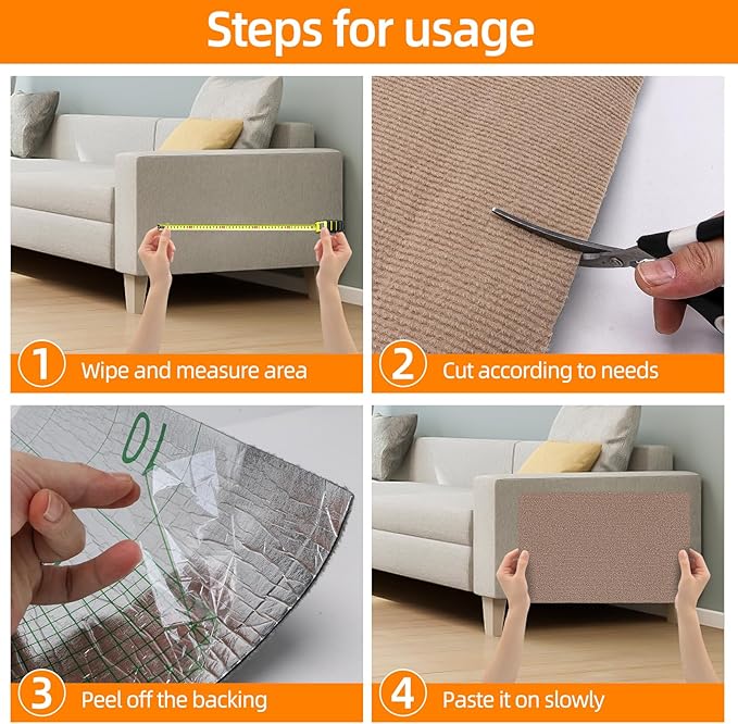 Cat Scratch Mat, Trimmable Self-Adhesive Carpet Pad, Decorative Tree Shelf, Wall, Scratching Post, Couch Protector 78.7"x15.8"