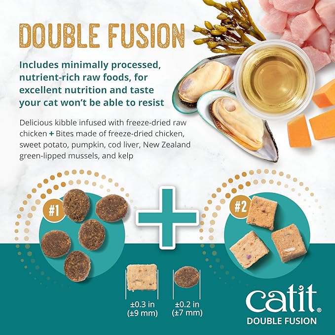 Catit Recipes Double Fusion Senior Chicken Recipe – High-Protein, Freeze-Dried Raw Meat, Nutrient-Dense for Healthy Senior Cats, Fresh Chicken, No Corn, Wheat, Soy, or by-Products, 10 lb