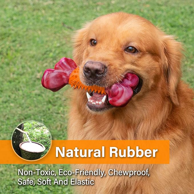 Apasiri Dog Toys for Aggressive Chewers Peanut Butter Flavored, 8" Tough Dog Chew Bone, Nylon & Rubber Chew Toy, Dog Bone Toy for Large Medium Breed 20-80lbs