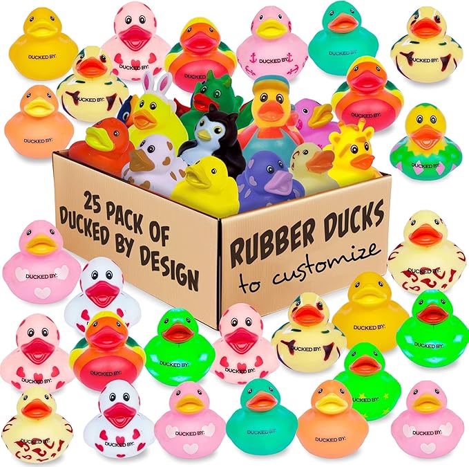 Bulk Rubber Ducks for Jeep Ducking – 25 Pack of Printed Mini Duckies with DUCKED by Logo Make Your own Custom Designs for Ducking Rigs, Dashboards, Off-Road Duck Traditions, Trail Gifts, 4x4 Drivers