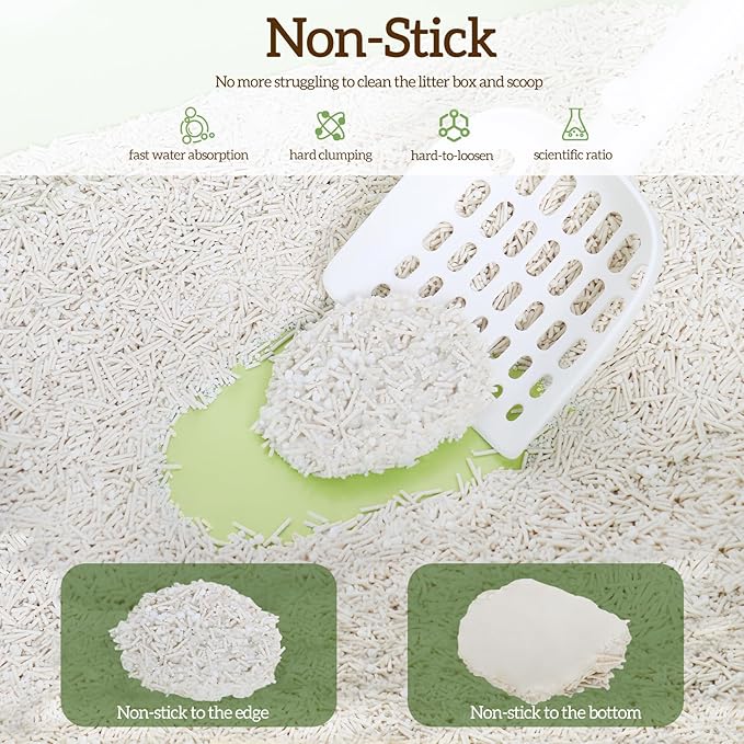 Non-Stick Box Tofu Cassava Cat Litter, 2Pack Ultra Clumping Low Tracking Kitty Litter, Natural Biodegradable Litter, Plant Odor Control, Low Dust Easy to Scoop, Light Color for Health Tracking,18Lb