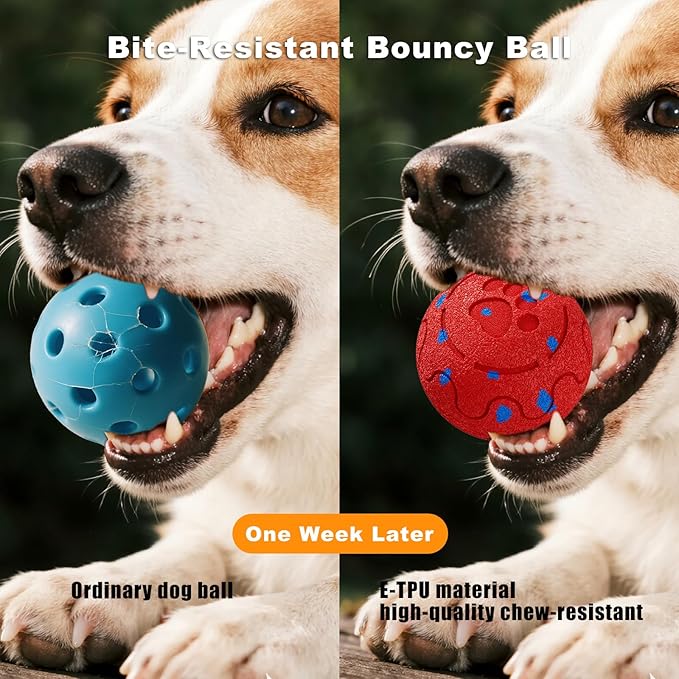 Dog Balls: Interactive Dog Ball, Self-Moving Dog Toy with Auto-Rolling & Bouncing, E-TPU Material, IP54 Waterproof, Motion-Activated, for Small/Medium/Large Dogs (Red)
