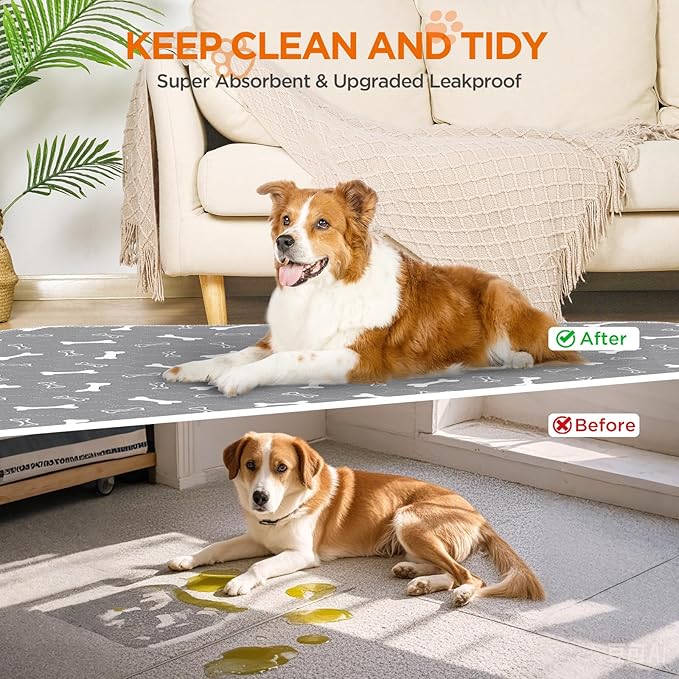 Washable Pee Pads for Dogs Large 48" x 48" 2-Pack Reusable Puppy Pads Pet Training Pads, Fast Absorb Dog Mats, Waterproof Whelping Pad, Non-Slip Protects Against Urine Leakage