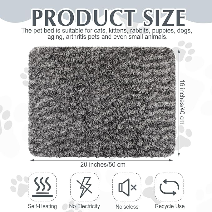 4 Pack Self Warming Cat Bed Indoor Self Heating Dog Cat Pad Washable 16 x 20 Inch Thermal Pet Kennel Pad Crate Bed Mat Reflect Body Heat for Outdoor(16 x 20 Inch,Gray)