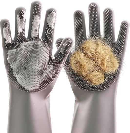 BarkNGo Dog Washing Gloves for Bathing and Grooming – Gentle Silicone Dog Bath Gloves with Scrubbers for Easy Cleaning, Massage, Loose Hair Removal – Comfortable Pet Grooming Gloves for Dogs and Cats