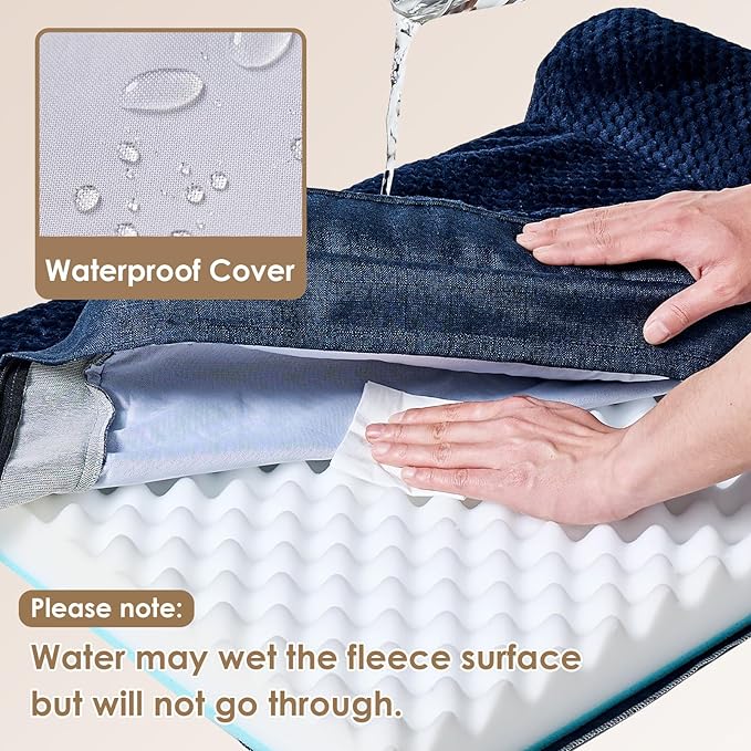 EHEYCIGA Memory Foam Dog Bed Medium Sized Dogs, Waterproof Dog Bed Orthopedic with Washable Removable Cover, Non-Slip Pet Bed Couch for Crate, 30x20x6 Inches, Navy Blue