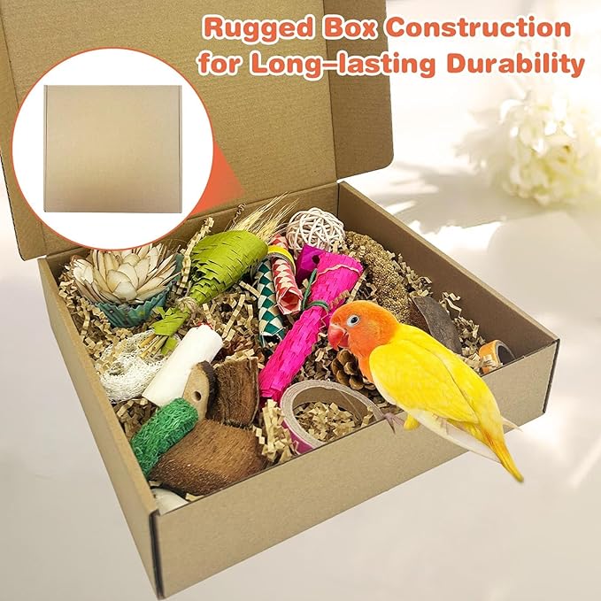 PINVNBY Natural Bird Toys Bird Foraging Box Interactive Parrot Shredding and Chewing Toy for Conure Parakeet Budgie Cockatiel Lovebird Small-Medium Birds (Large)