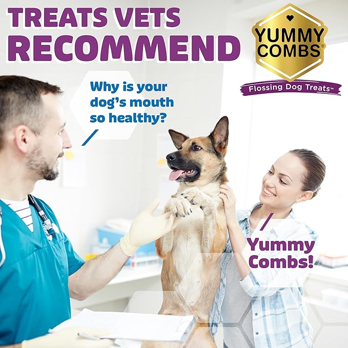 Dog Dental Treats – Vet VOHC Approved – Delicious Chicken Protein – Removes Tartar with Cleaning Comb Shape – Dental Dog Treats for Medium Dogs (36oz, 45 Count)