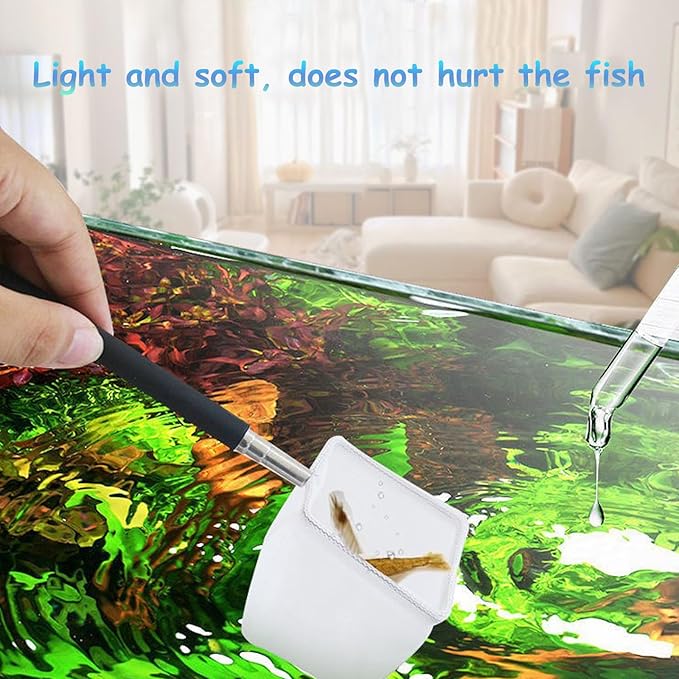 7 in 1 Aquarium Cleaning Tool Kit Betta Fish Tanks Cleaning Accessories Set Includes Seaweed Scraper with Handle, Sponge Brush, Fishing Net and Pump Brush
