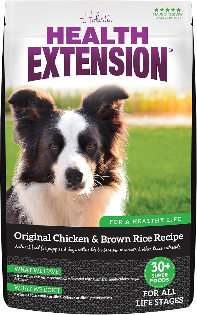 Health Extension Original Chicken & Brown Rice Dry Dog Food (40 lb / 18.14 kg) - Protein-Packed Formula with Probiotics, Omega 3 for Holistic Health in Dogs of All Life Stages