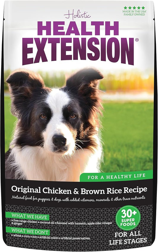 Health Extension Original Chicken & Brown Rice Dry Dog Food (40 lb / 18.14 kg) - Protein-Packed Formula with Probiotics, Omega 3 for Holistic Health in Dogs of All Life Stages