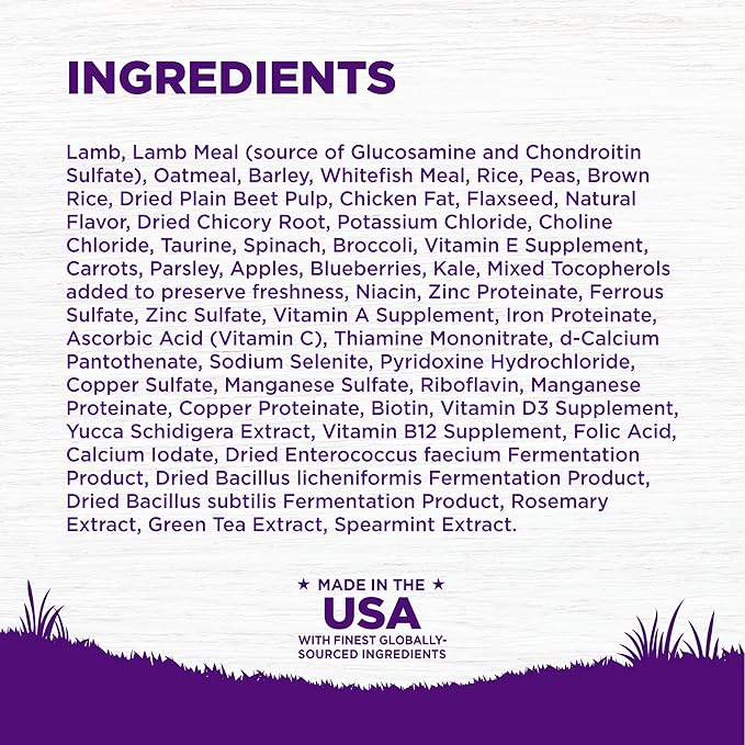 Wellness Complete Health Dry Dog Food with Grains, Made in USA with Real Meat & Natural Ingredients, All Breeds, Adult Dogs (Lamb & Barley, 30-lb) – With Nutrients for Immune, Skin, & Coat Support,