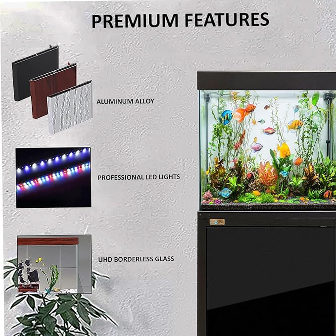 40-Gallon Aquarium with Premium Tempered & Ultra-Clear Glass (Complete Setup) All in Black