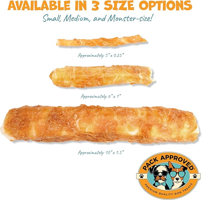 Chicken Wrapped Beef Hide Sticks - Long Lasting Dog Chews for Aggressive Chewers - Chicken Wrapped Dog Treats for Small Dogs - S (Pack of 21)