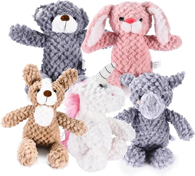 5 Set Animals and Teddy Bears - Plush Toys Bulk - Stuffed Animals for Kids - Baby Shower Small Bear Animal Assortment - Soft Pack of Stuffed Animals for Girls and Boys