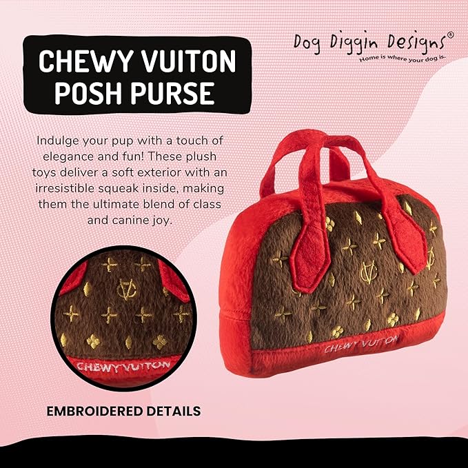 Dog Diggin Designs Runway Pup Collection | Unique Squeaky Parody Plush Dog Toys – Haute Couture Purses & Handbags